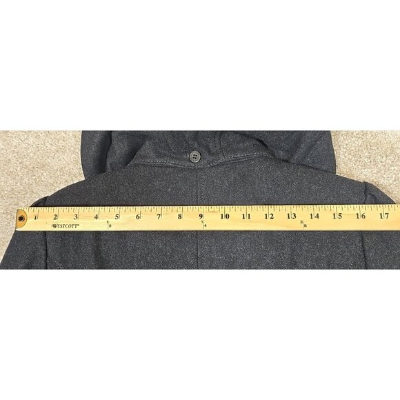 GUESS Wool Blend Winter Coat Gray Lined Toggle Buttons Removable Hood Women's L - Picture 15 of 16